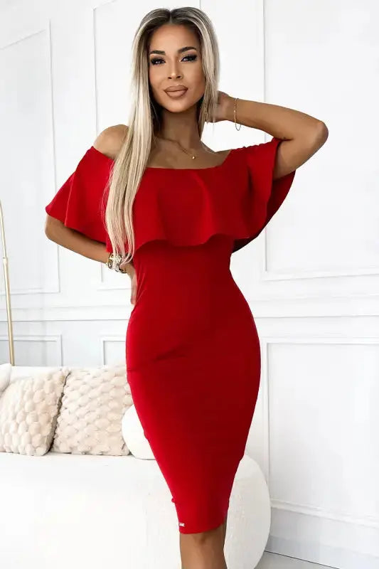 138-9 Marbella - Pencil dress 'Spanish flu' - red - Livre e Solta Fashion