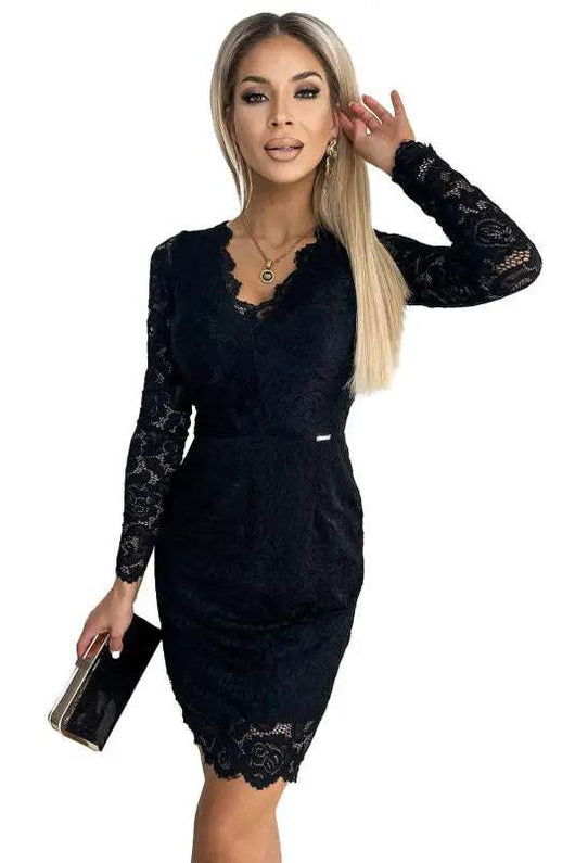 Livre e Solta Fashion 170-13 Lace dress with neckline - black