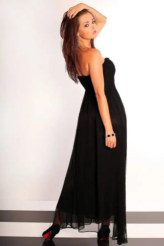 2503-3 Long tulle strapless dress - black - Livre e Solta Fashion