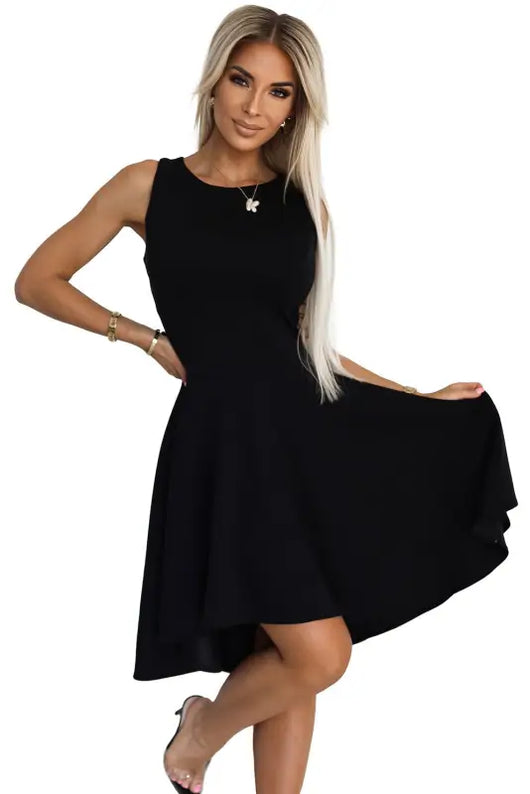 575-1 Unique dress with longer back - black - Livre e Solta Fashion