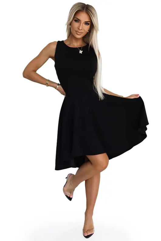 575-1 Unique dress with longer back - black - Livre e Solta Fashion