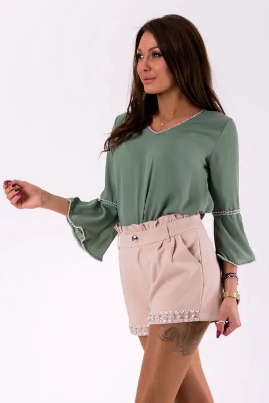 BLOUSE -KHAKI 46030-1 - Livre e Solta Fashion