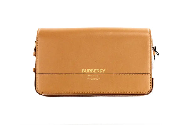 Burberry Grace Small Nutmeg Smooth Leather Flap Crossbody Clutch Handbag Purse - Livre e Solta Fashion