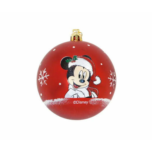 Christmas Bauble Mickey Mouse Happy smiles 6 Units Red Plastic (Ø 8 cm) - Livre e Solta Fashion