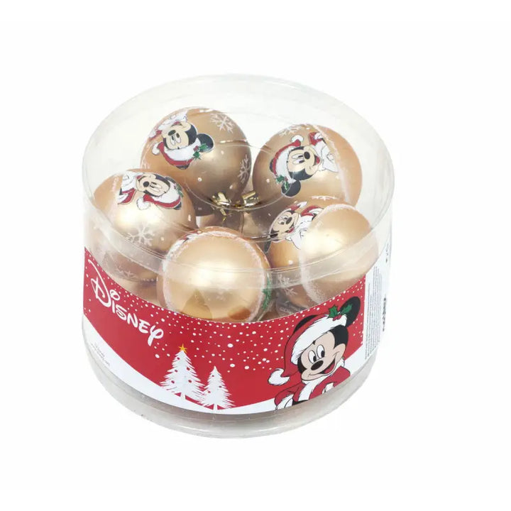 Christmas Bauble Mickey Mouse Happy smiles Golden 10Units Plastic (Ø 6 cm) - Livre e Solta Fashion