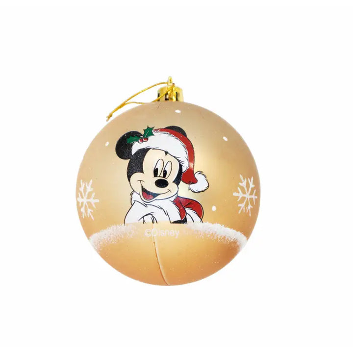 Christmas Bauble Mickey Mouse Happy smiles Golden 6 Units Plastic (Ø 8 cm) - Livre e Solta Fashion