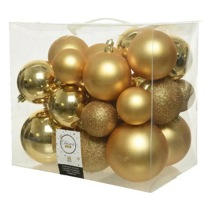 Christmas Baubles Decoris Golden (26 Pieces) - Livre e Solta Fashion