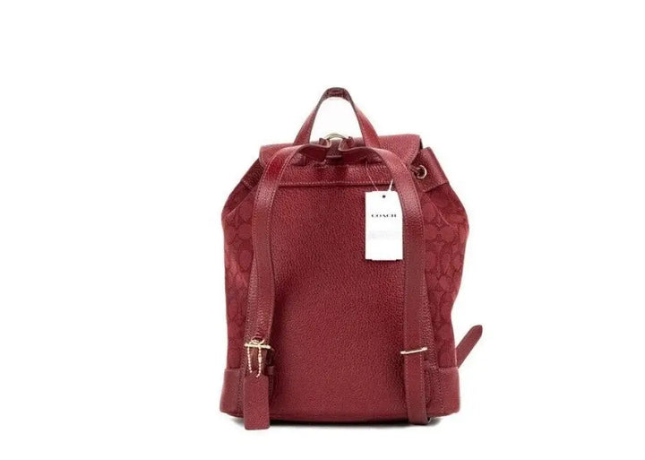 Coach Dempsey Red Apple Signature Jacquard Canvas Logo Patch Backpack - Livre e Solta Fashion