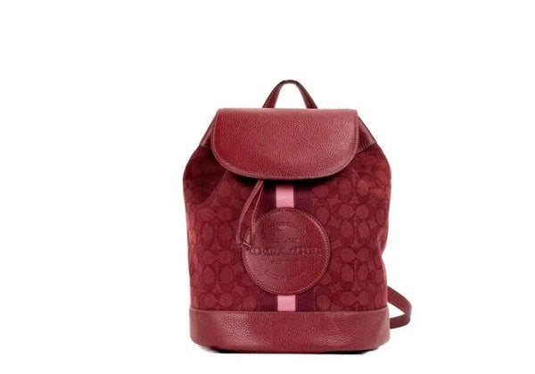 Coach Dempsey Red Apple Signature Jacquard Canvas Logo Patch Backpack - Livre e Solta Fashion