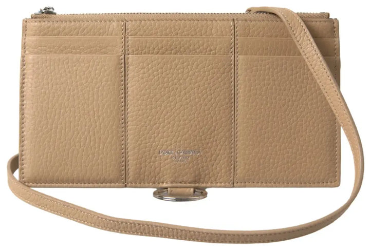 Dolce & Gabbana Beige Leather Shoulder Cardholder Shoulder Strap Wallet - Livre e Solta Fashion