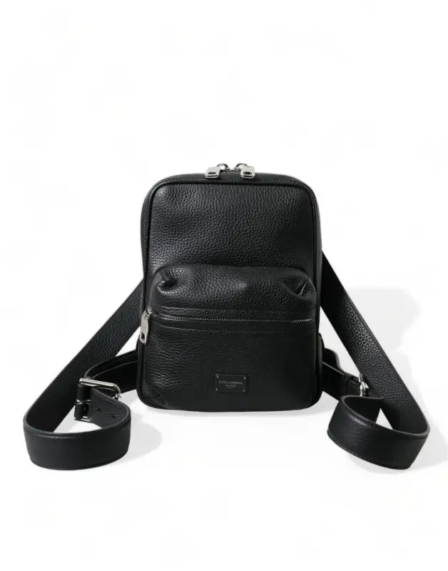 Dolce & Gabbana Black Calfskin Leather Logo Palermo Backpack Bag - Livre e Solta Fashion