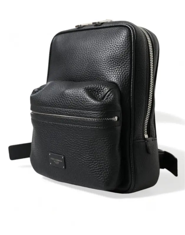 Dolce & Gabbana Black Calfskin Leather Logo Palermo Backpack Bag - Livre e Solta Fashion