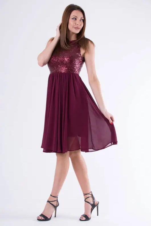 EVA & LOLA DRESS burgundy 58006-1 - Livre e Solta Fashion