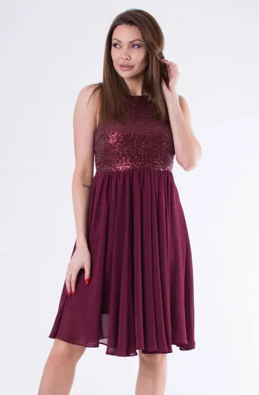 EVA & LOLA DRESS burgundy 58006-1 - Livre e Solta Fashion