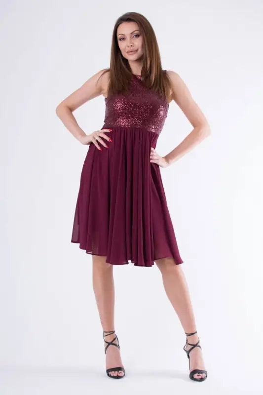 EVA & LOLA DRESS burgundy 58006-1 - Livre e Solta Fashion