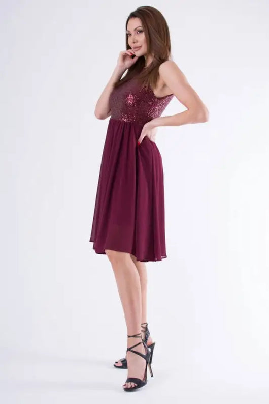 EVA & LOLA DRESS burgundy 58006-1 - Livre e Solta Fashion