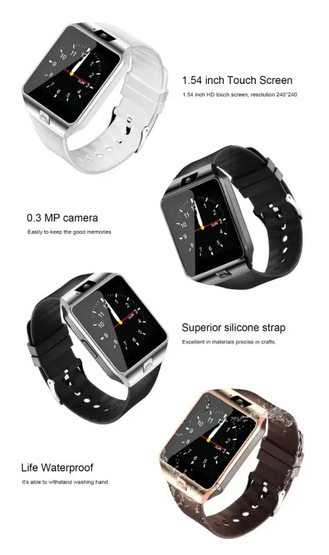 Fashion Bluetooth Smart Watch with SIM and Memory Card Support for Android & iOS Devices  Silver - Livre e Solta Fashion