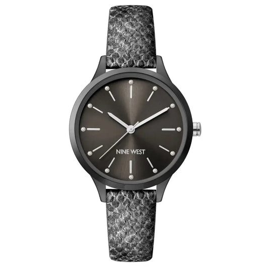 Ladies' snakeskin-patterned watch with a sleek black dial and silver accents from the Livre e Solta Fashion brand