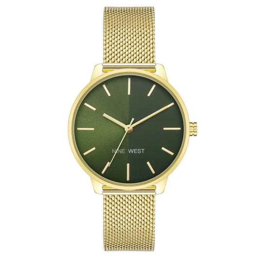 Elegant gold-tone ladies' watch with a stylish green dial from the Livre e Solta Fashion brand.