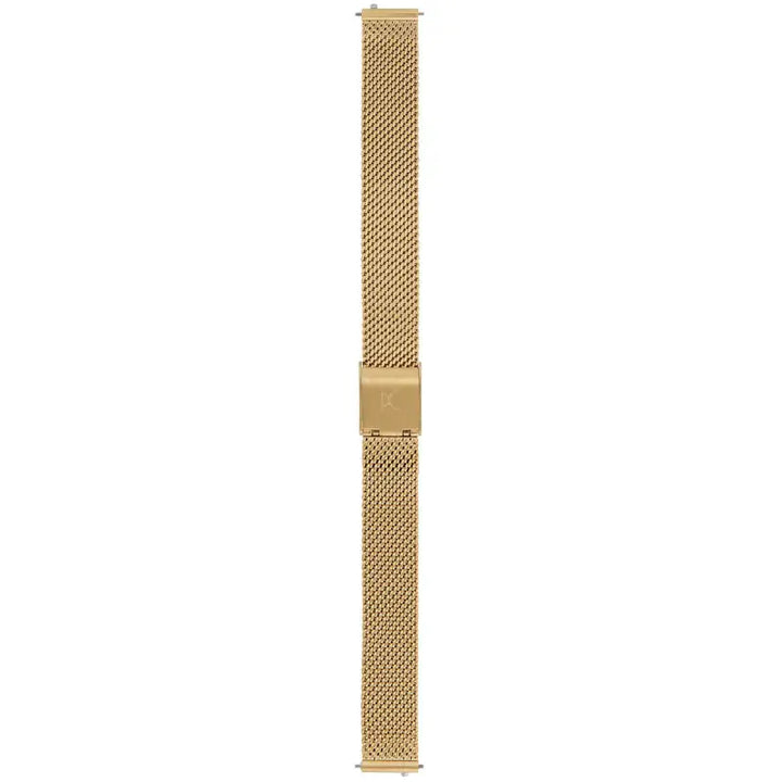 Stylish gold-tone ladies' watch with a metal mesh strap, showcasing a modern and elegant design.