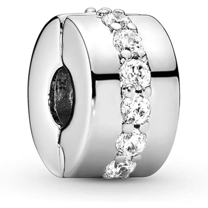 Ladies'Beads Pandora CLEAR SPARKLING ROW CLIP - Livre e Solta Fashion