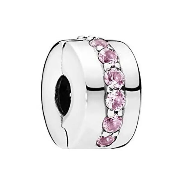 Ladies'Beads Pandora PINK SPARKLING ROW CLIP - Livre e Solta Fashion