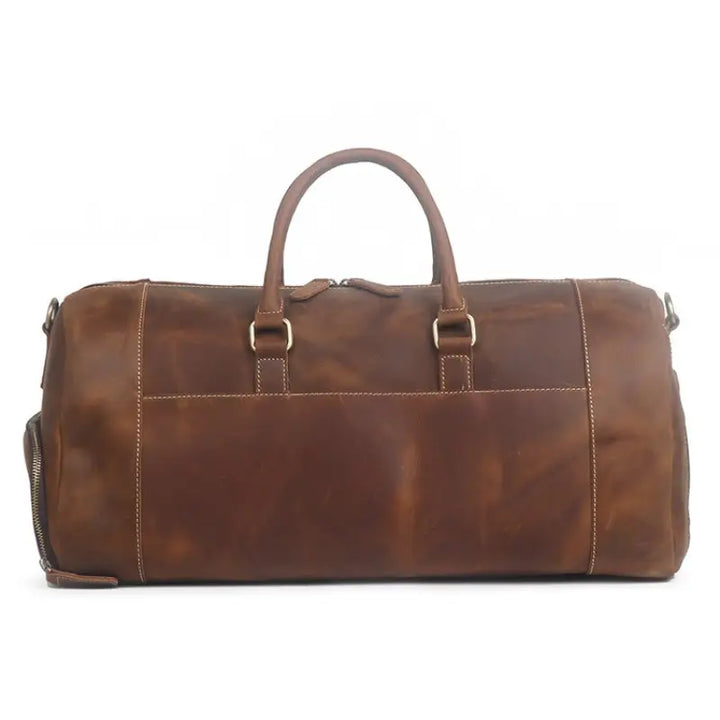 Large Size Handmade Leather Travel Bag with Shoes Compartment, Duffel Bag  LJ1188L - Livre e Solta Fashion