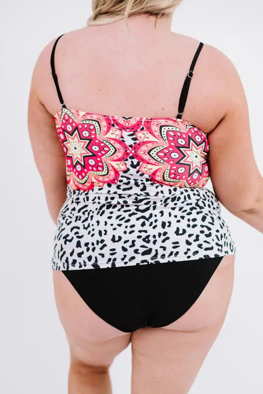 Leopard Tribal Print Bandeau Plus Size Tankini - Livre e Solta Fashion