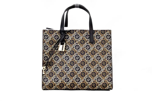 Marc Jacobs Mini Grind Signet Printed Leather Crossbody Tote Handbag Purse - Livre e Solta Fashion