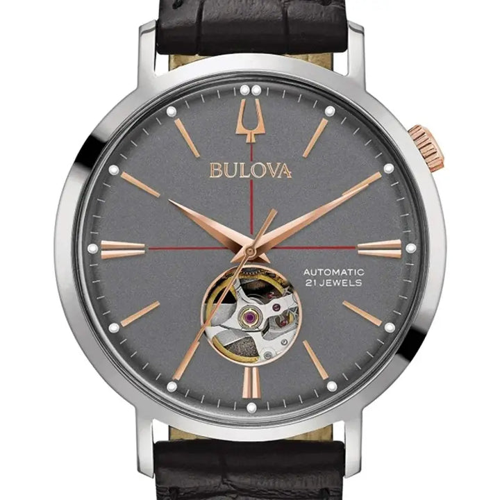 Men's Bulova Automatic Watch with Silver and Rose Gold Accents