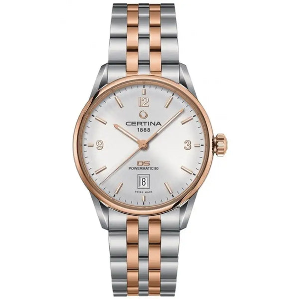 Premium Men's Watch Certina DS POWERMATIC 80 with 40mm Stainless Steel and Rose Gold Tone Case