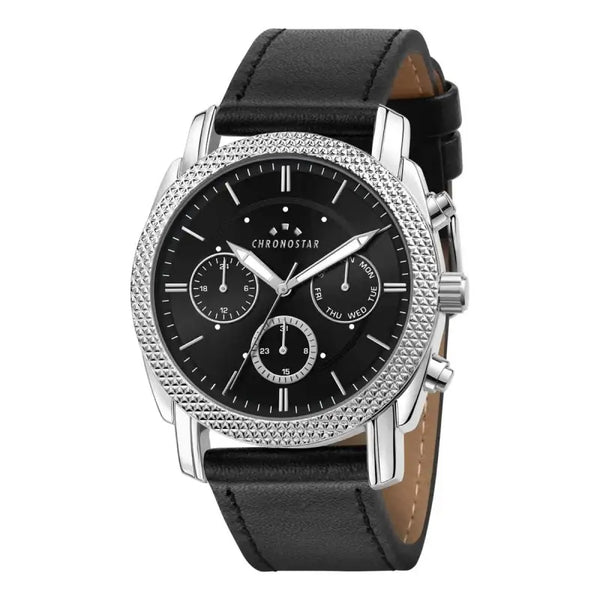 Stylish Men's Chronostar FORCE Watch with Black Leather Strap