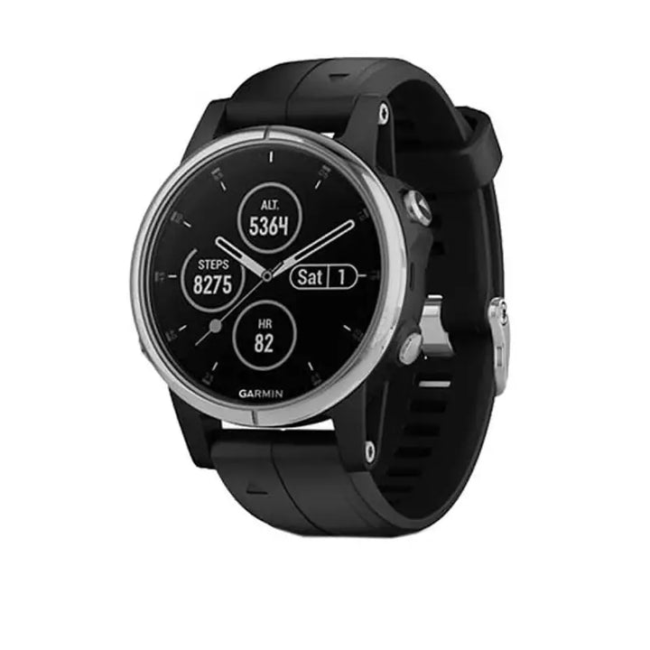 Sleek and sophisticated men's smartwatch from the Garmin Fēnix 5S PLUS collection, featuring a stylish black design and advanced fitness tracking capabilities.