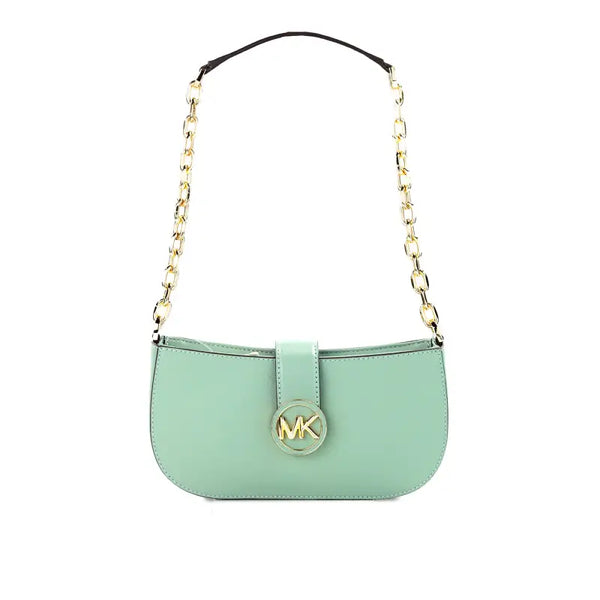 Michael Kors Carmen Small Sea Green Leather Pouchette Shoulder Crossbody Purse - Livre e Solta Fashion