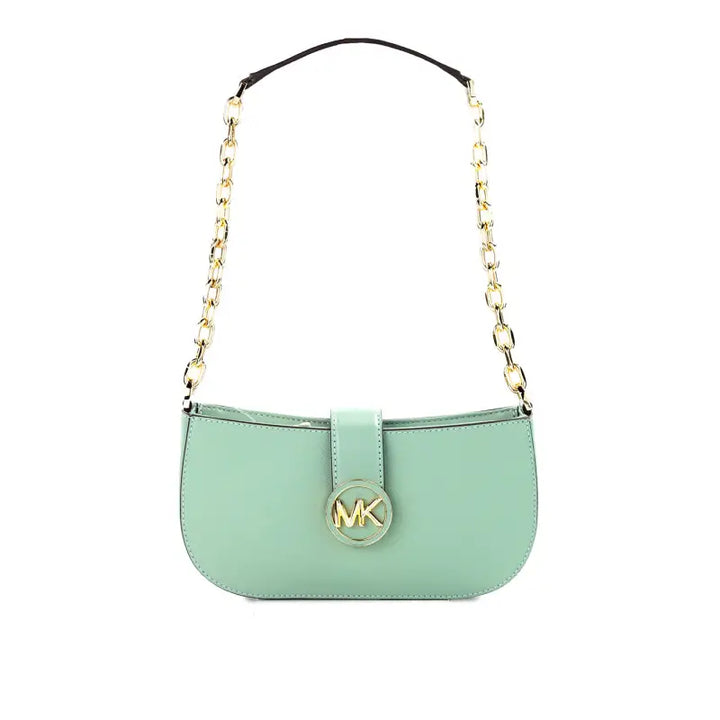 Michael Kors Carmen Small Sea Green Leather Pouchette Shoulder Crossbody Purse - Livre e Solta Fashion