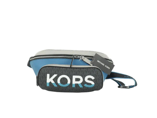 Michael Kors Cooper Large Blue Multi Leather Embroidered Logo Utility Belt Bag - Livre e Solta Fashion