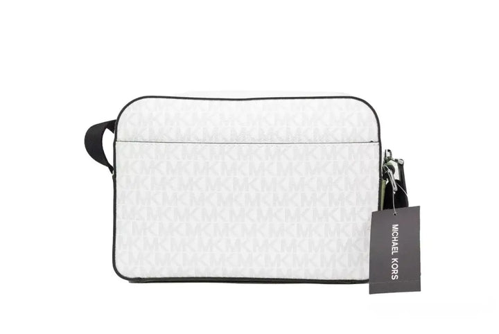 Michael Kors Cooper Small Bright White Palm Signature PVC Utility Crossbody Bag - Livre e Solta Fashion