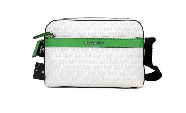 Michael Kors Cooper Small Bright White Palm Signature PVC Utility Crossbody Bag - Livre e Solta Fashion