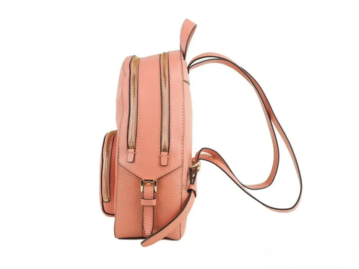 Michael Kors Jaycee Medium Sherbert Pebbled Leather Zip Pocket Backpack Bookbag - Livre e Solta Fashion