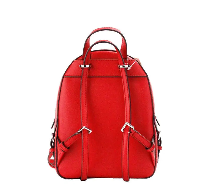 Michael Kors Jaycee Mini XS Bright Red Pebbled Leather Zip Pocket Backpack Bag - Livre e Solta Fashion