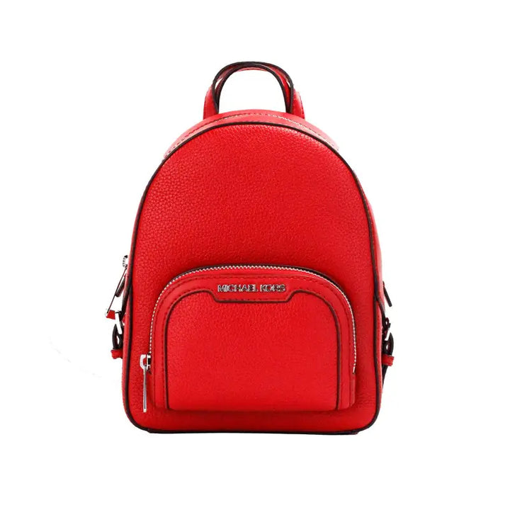 Michael Kors Jaycee Mini XS Bright Red Pebbled Leather Zip Pocket Backpack Bag - Livre e Solta Fashion