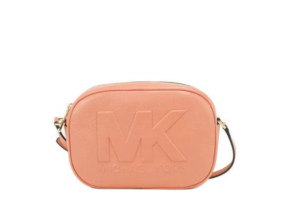 Michael Kors Jet Set Travel Medium Sherbert Leather Oval Camera Crossbody Bag - Livre e Solta Fashion