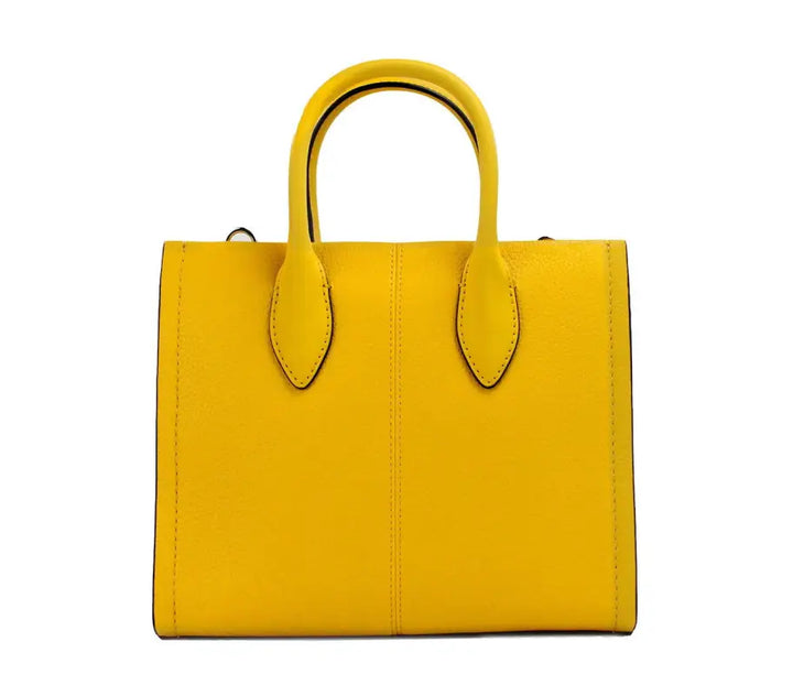 Michael Kors Mirella Small Jasmine Yellow Leather Top Zip Shopper Tote Bag - Livre e Solta Fashion