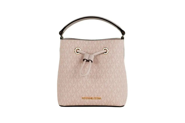 Michael Kors Suri Small Dark Powder Blush Signature PVC Bucket Crossbody Handbag - Livre e Solta Fashion