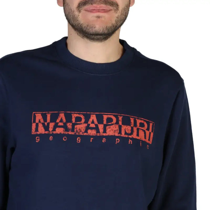 Navy Blue Napapijri Sweatshirt with Red Logo for Fashion Enthusiasts - blue / S