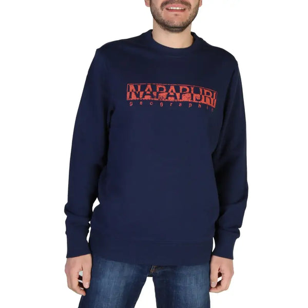 Navy Blue Napapijri Sweatshirt with Red Logo for Fashion Enthusiasts - blue / S