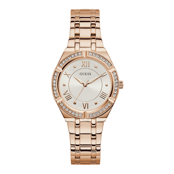 Elegant Rose Gold Guess Cosmo GW0033L3 Ladies Watch with Bejeweled Bezel