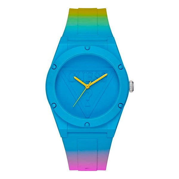 Chic Unisex Watch Guess W0979L28 (Ø 41 mm)
Stylish gradient blue, yellow and pink silicone strap, vibrant blue dial, sleek stainless steel case, elegant casual watch.