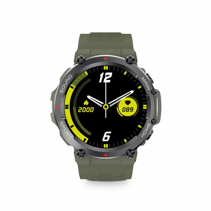 Smartwatch KSIX Oslo 1,5" Bluetooth 5.0 270 mAh Green - A stylish and functional smartwatch with a 1.5-inch display, Bluetooth 5.0 connectivity, and a 270 mAh battery capacity, presented in a sleek green color.