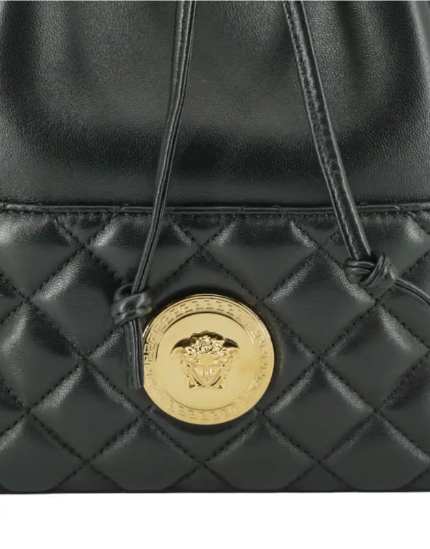 Versace Black Lamb Leather Bucket Shoulder Bag - Livre e Solta Fashion